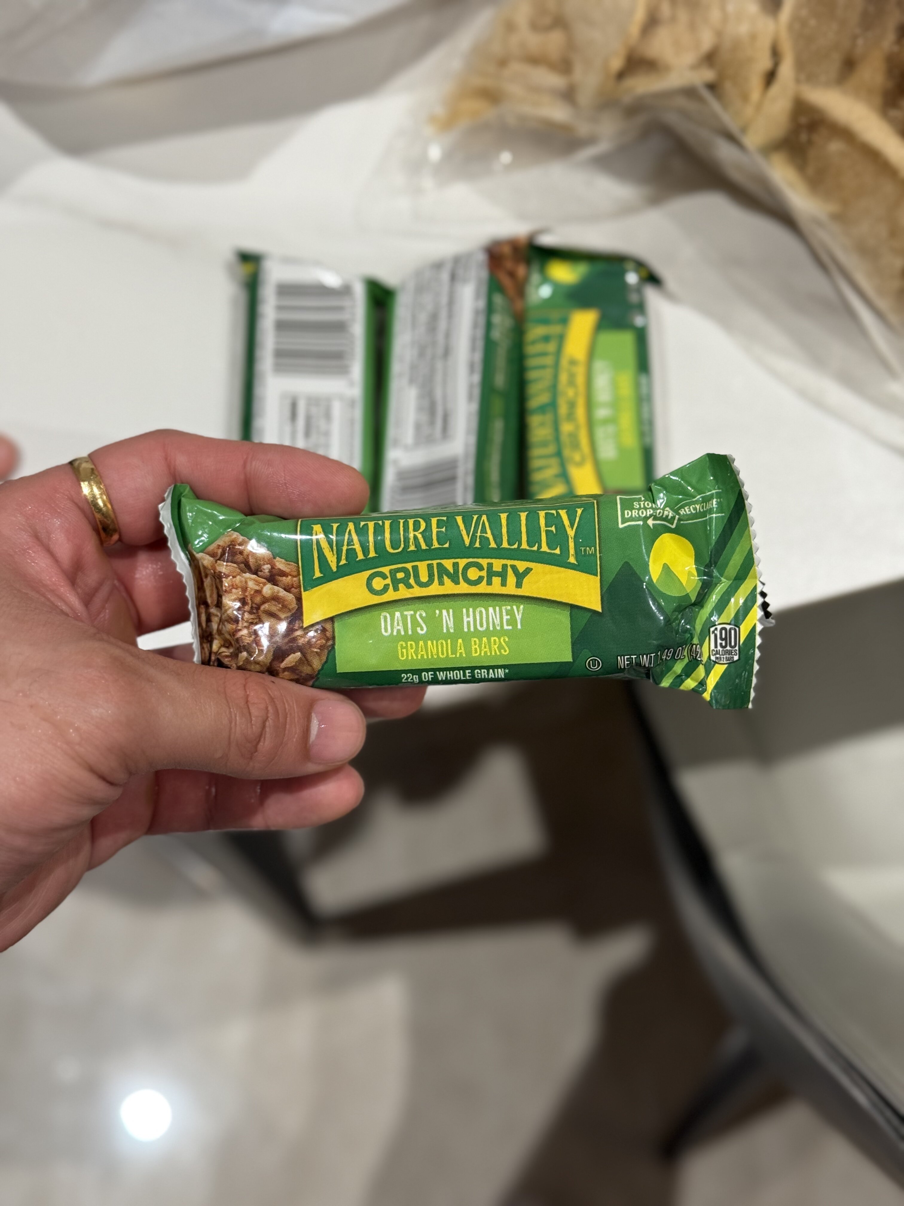 and some snacks from her trip