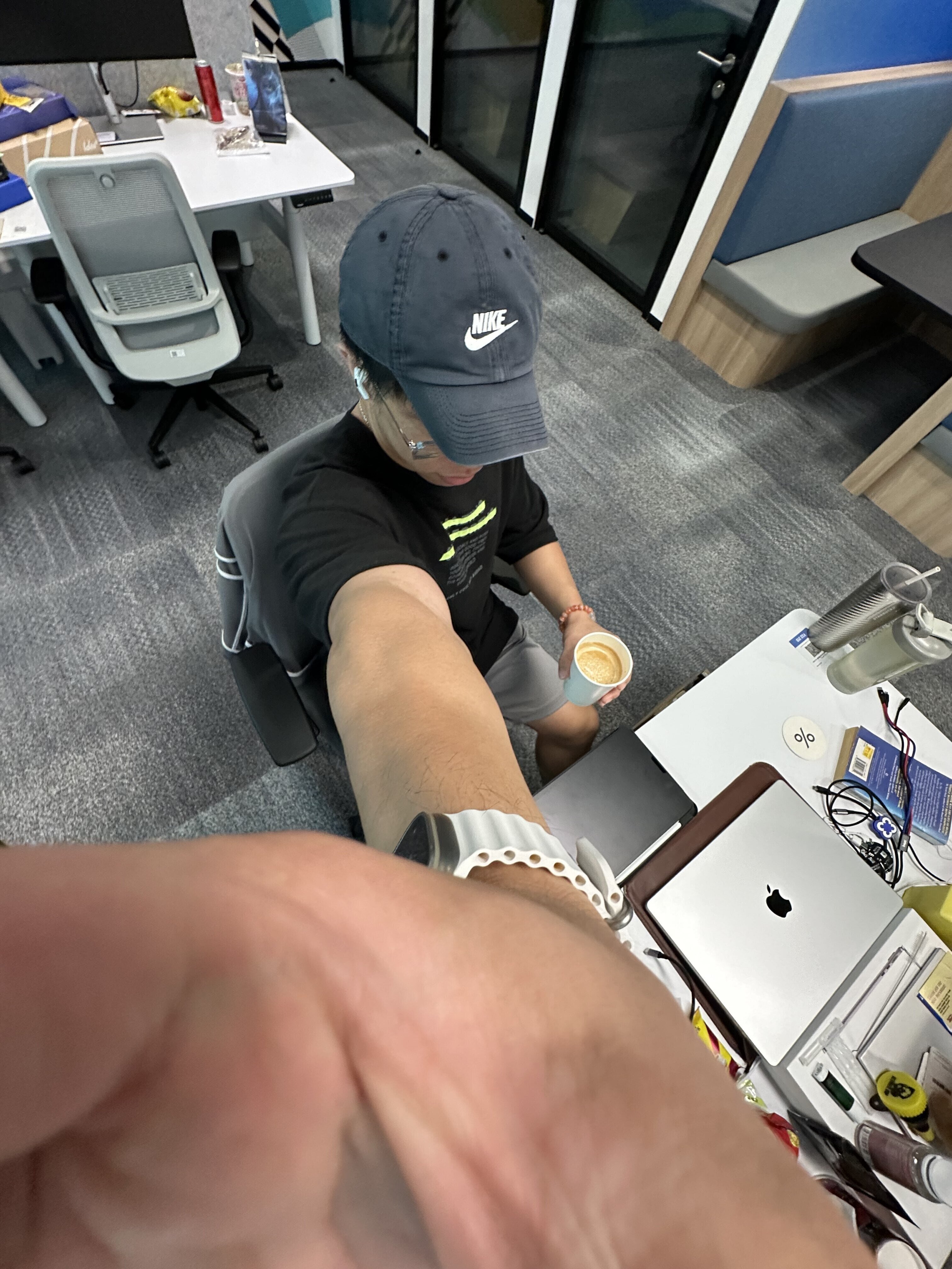 first course of action at work, coffee!