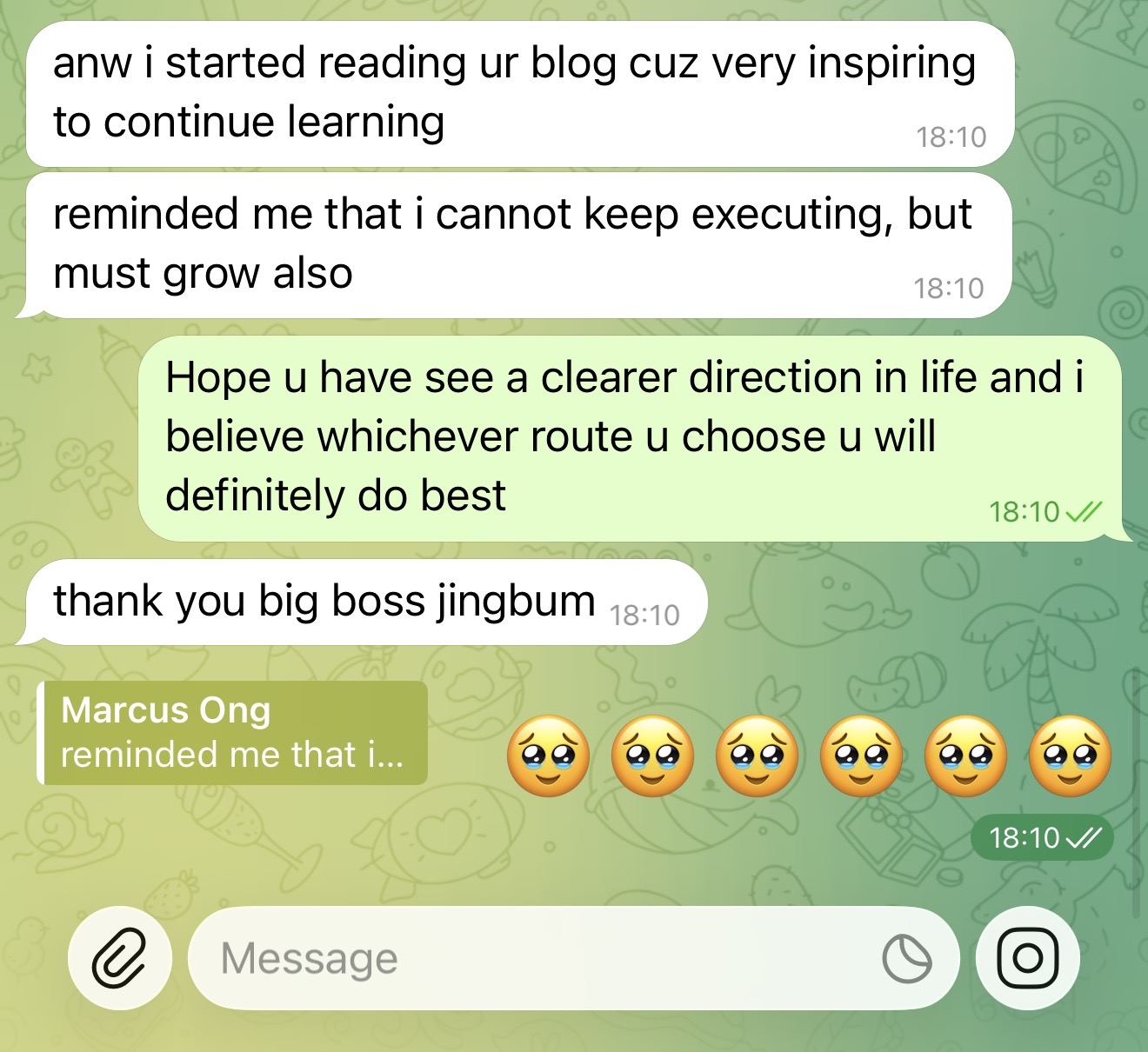 marcus’ whatsapp message