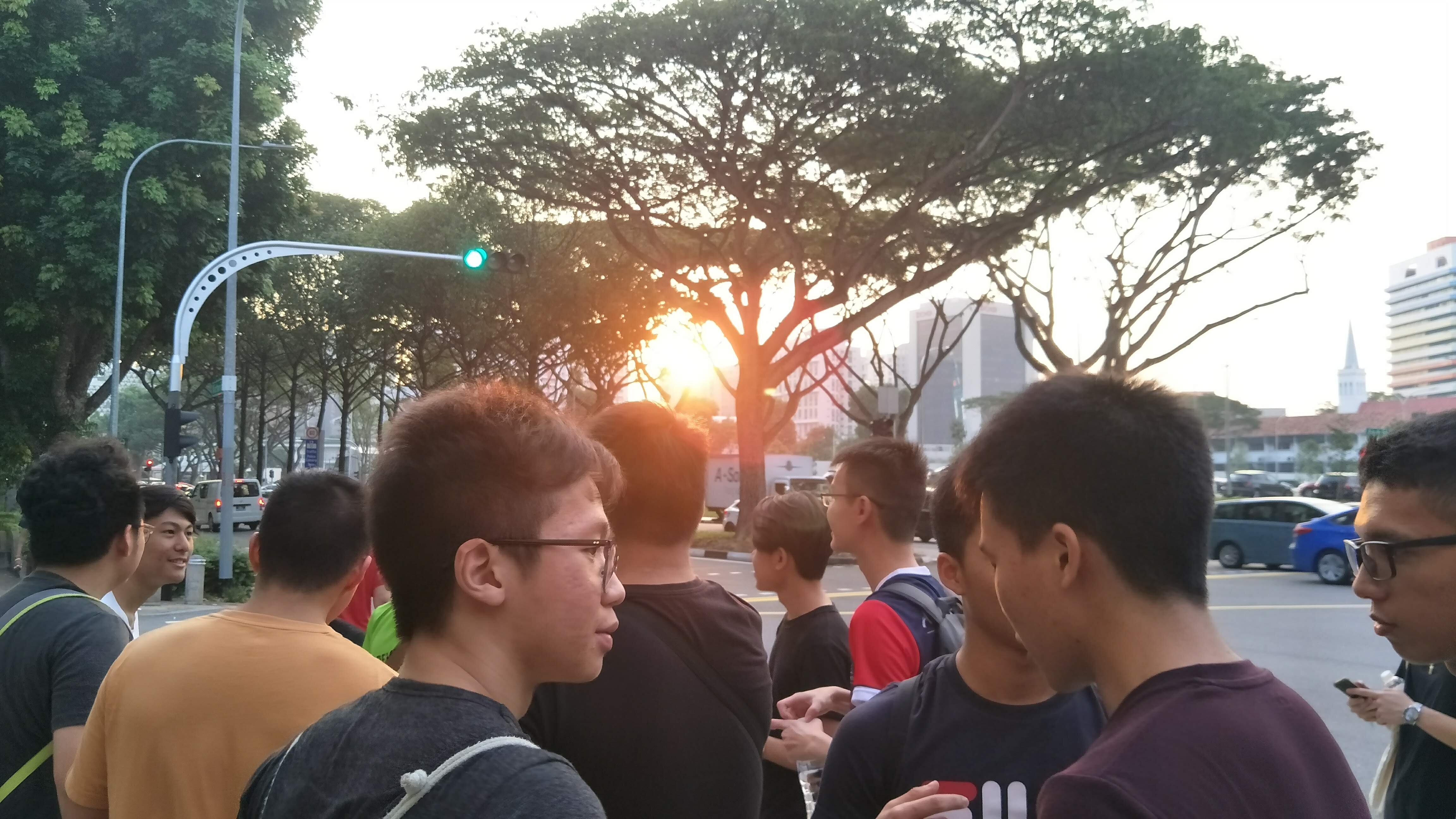 Picture with the crew while waiting for traffic light to get to the venue